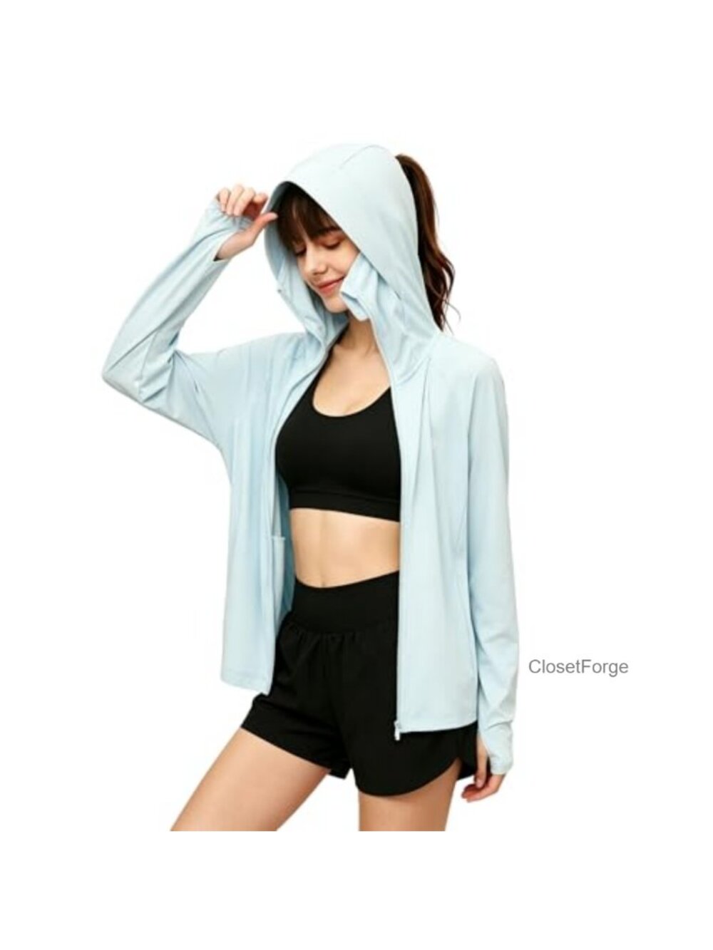 UPF 50+ Sun Protection Hoodie Long Sleeve Cooling Jacket Outdoor Hiking